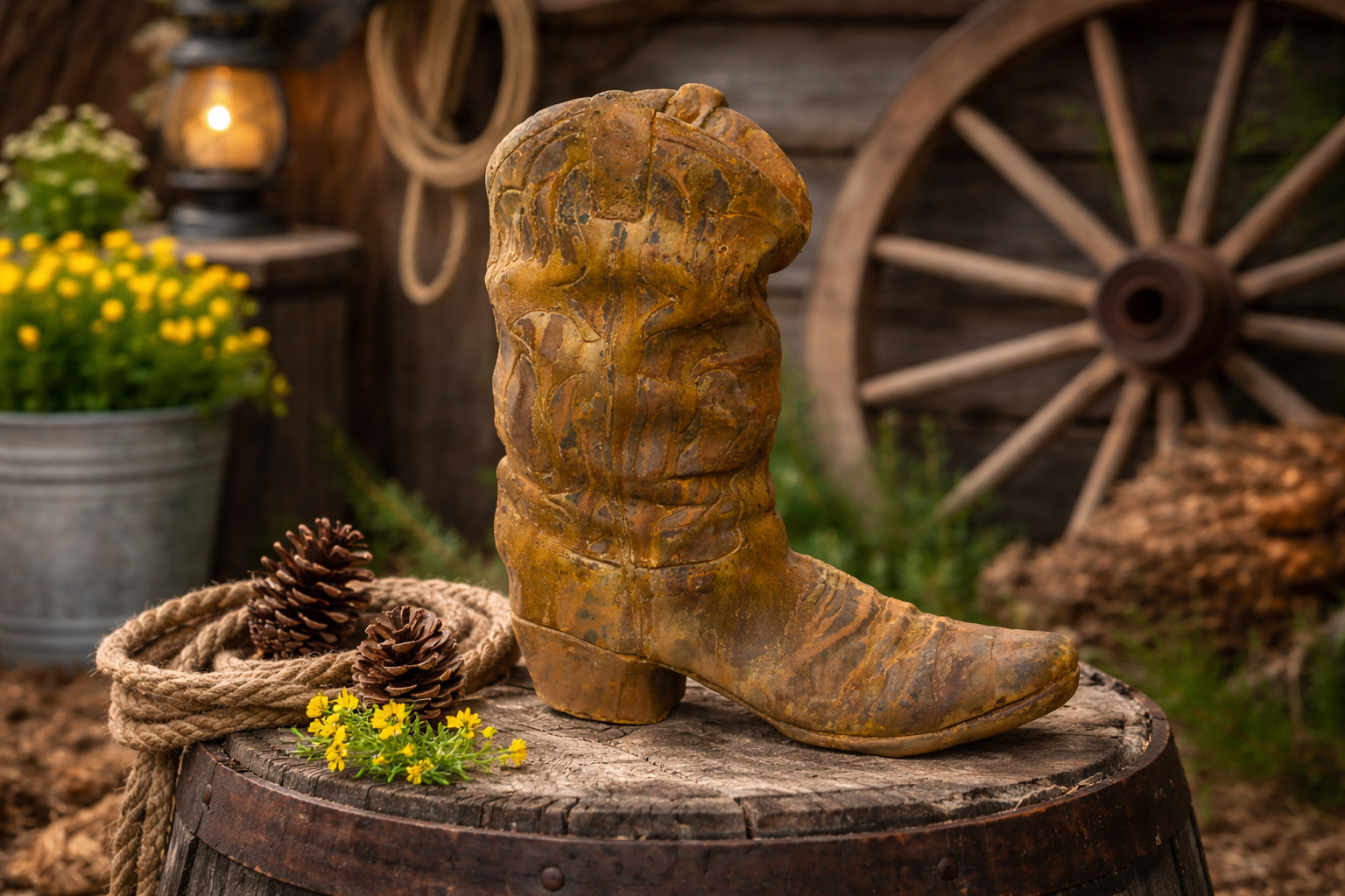 Western Boot Planter | Solid Rock Stone Works