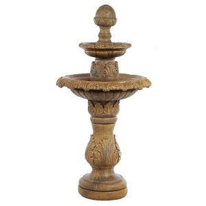 2 Tier Acorn Leaf Concrete Water Fountain