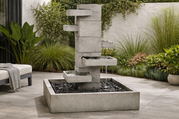 5 Tier Concrete Tray Water Fountain – Outdoor Garden Fountain