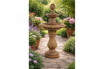 2 Tier Acorn Leaf Concrete Water Fountain