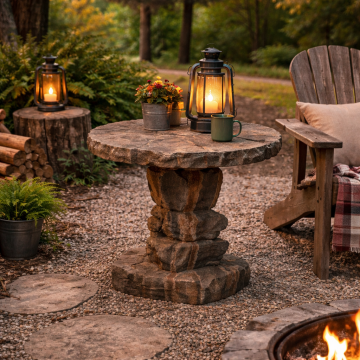 Rock Side Table- Cast Stone Concrete