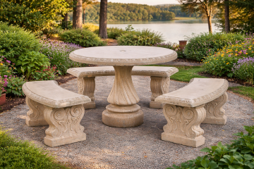 Round Table Set- Cast Stone Concrete