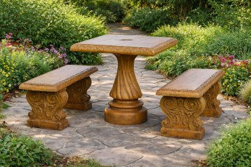 Small Square Table Set- Cast Stone Concrete