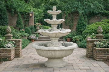 Extra Large 4 Tier Concrete Water Fountain – Outdoor Garden Fountain