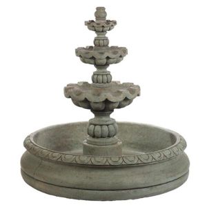Large 3 Tier Cantera Basin Fountain – 52” Cast Stone Outdoor Water Fountain